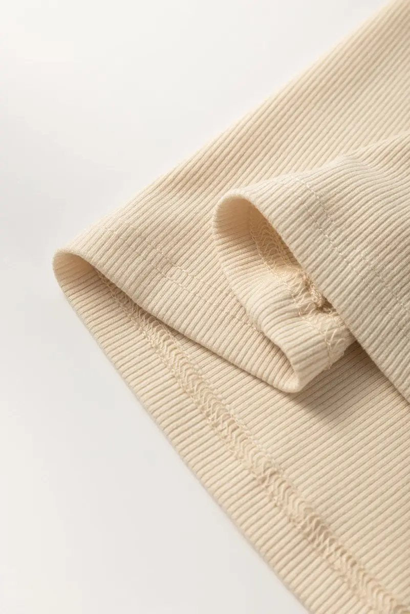 Beige Floral Lace Patchwork Long Sleeve High Neck Slim Top - Love Salve